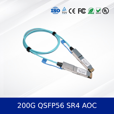 Optical Transceiver Module 200G QSFP56 SR4 AOC 3m For 200G Ethernet OM4 MMF, Low Power, CMIS Compliant