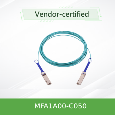 NVIDIA MFA1A00-C050 100Gb/s QSFP28 Active Optical Cable 50m – 100GbE / InfiniBand EDR MMF AOC