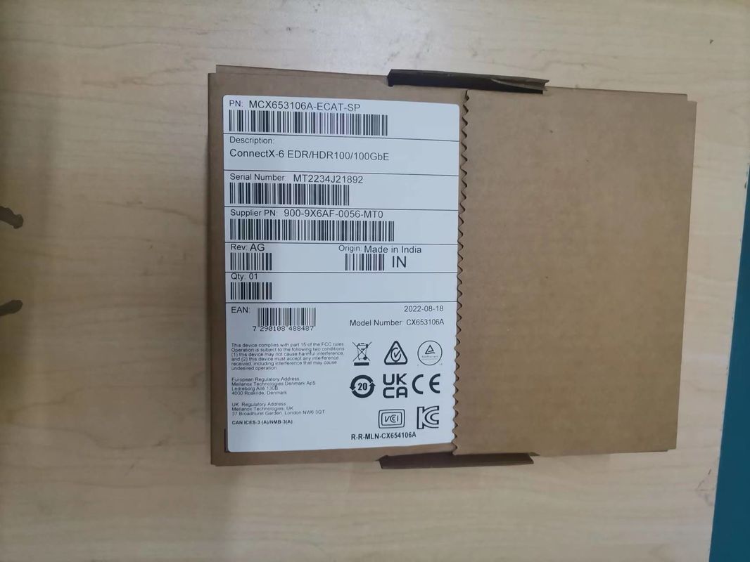 100g HDR Infiniband Mellanox 100gb Nic Network Interface QSFP56 MCX653106A-ECAT MCX653106A-ECAT