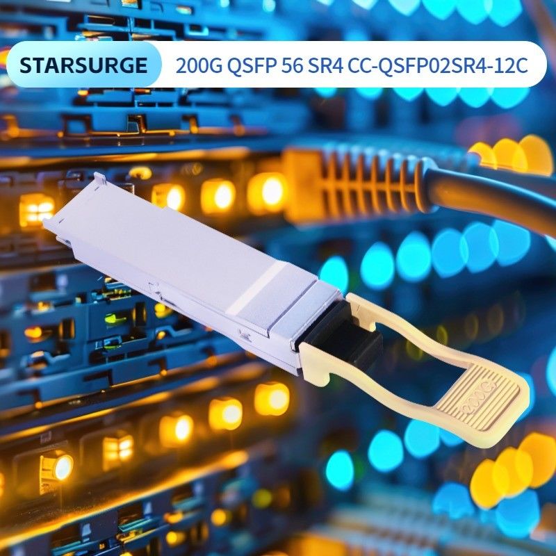 Data Center Interconnect Solution 200G QSFP56 SR4 Optical Transceiver with 100m Transmission Distance on OM4 Fiber