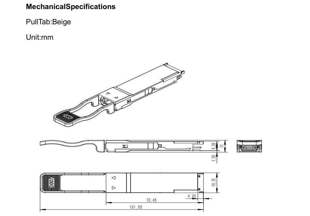 Ethernet Network 100m SR4 100G QSFP28 Fiber Optic Transceiver Module with and Compliant IEEE 802.3bm