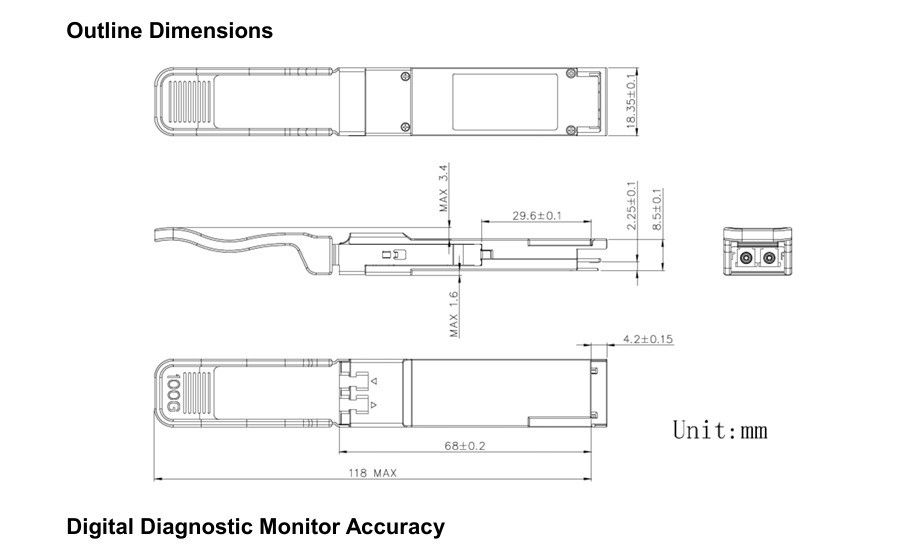 100G QSFP28 2km CWDM4 Fiber Optic Transceivers Ethernet Network Power ≤3.5W Minimum Receivable ≤3.5W 2km Range Original