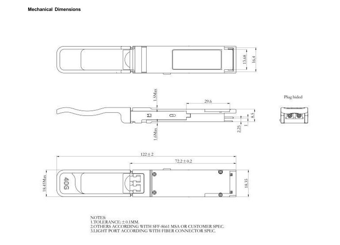 40Gb/s QSFP Multimode Optical Module BIDI 850/908nm Optical Transceiver Duplex LC IP Network Up to 70m over OM3 100m over OM4