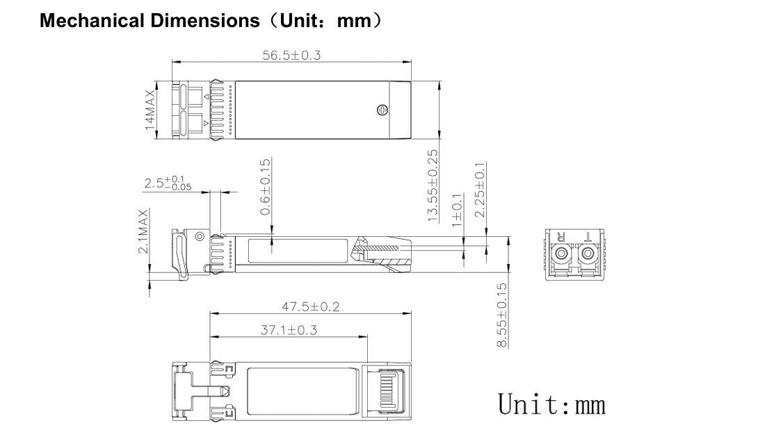 10G SFP Module Ethernet Fiber Optical Transceiver 80km 11.3Gbps Time 1 year Data Rate Up to 11.3Gbps