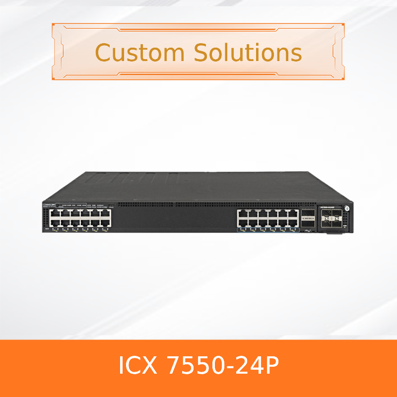 Stackable Power Switcher RUCKUS ICX 7550-24P Switch — 24 Port Gigabit POE+ — 1900W Power — Stackable
